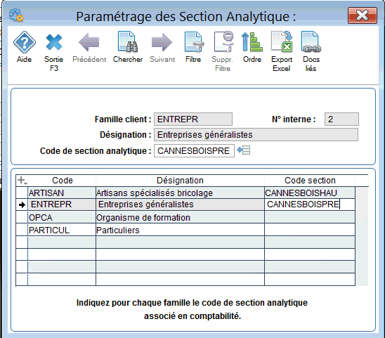 exemple de section par famille client