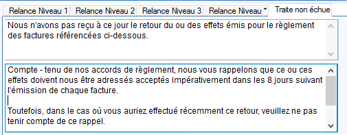 onglet traite non échue