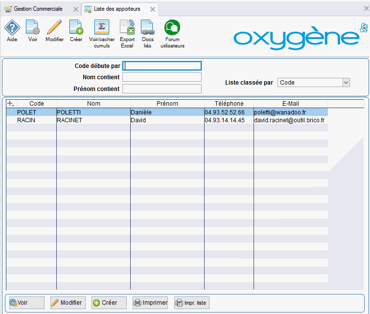 liste des apporteurs