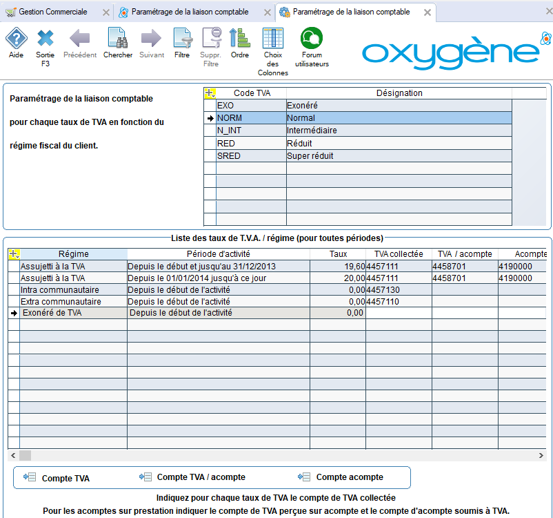 comptes de TVA et acompte avec TVA