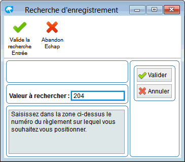 écran de la fonction chercher