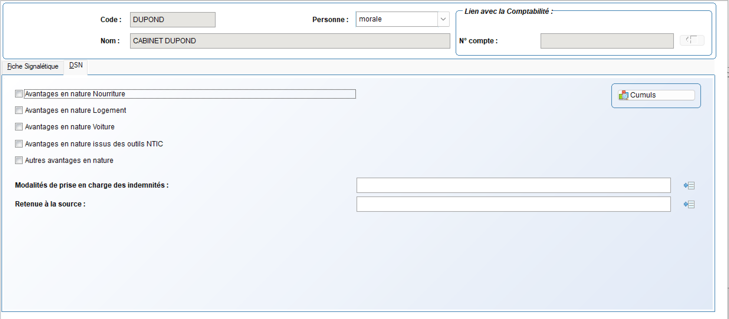 ECRAN_GESTION_HONORAIRES_DSN