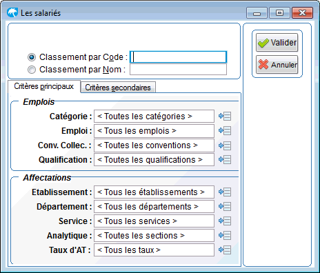 Impression de la liste des salariés