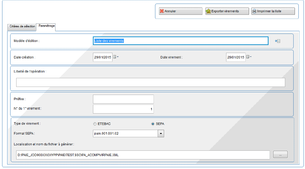 ECRAN_GENERATION_VIREMENTS_PARAMETRAGE