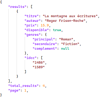 Exemple de contenu JSON